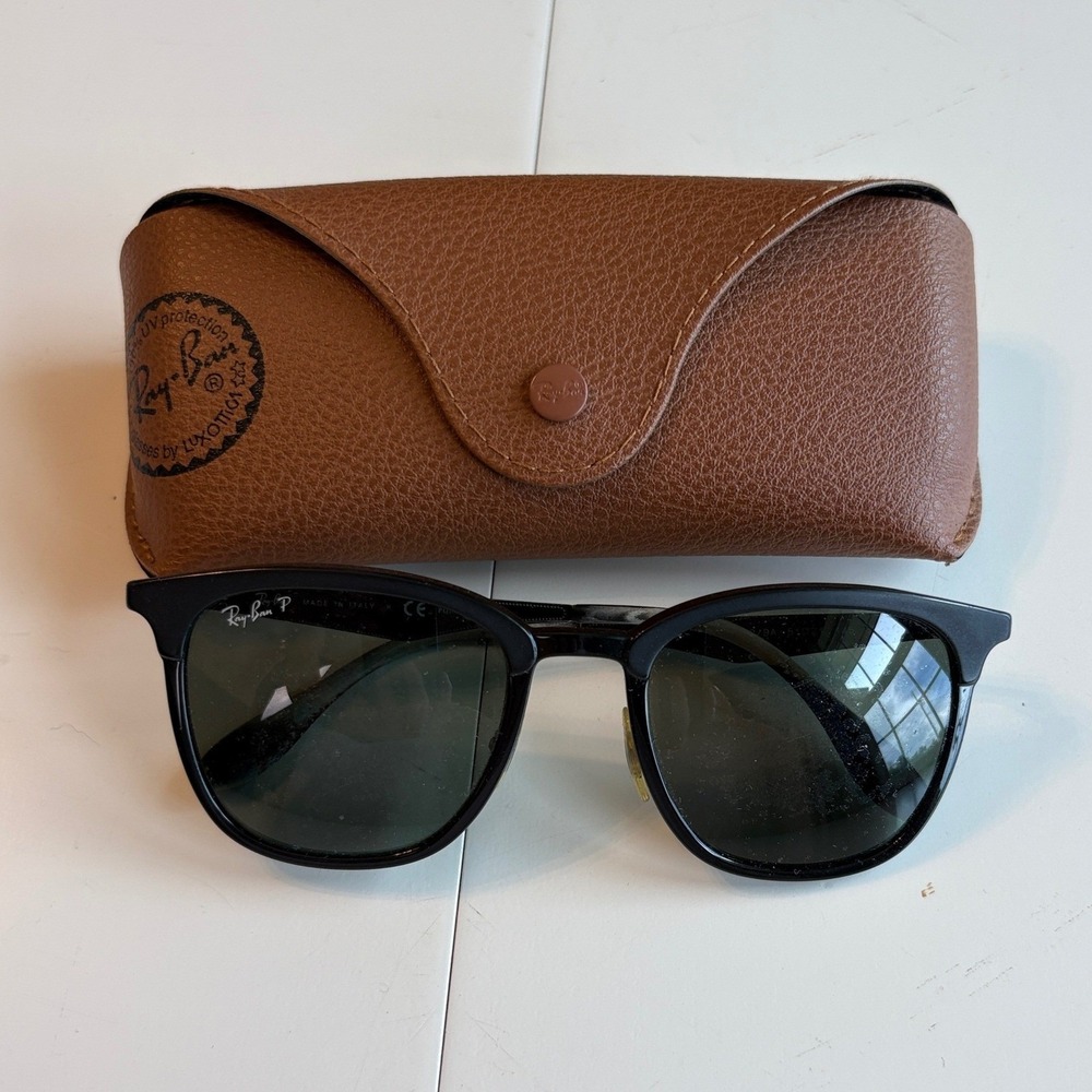 Ray Ban Sunglasses Mens Black RB4278 Polarized Square Phantos Made In Italy